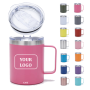 Private Label Double Wall Stainless Steel Travel Tumbler Insulated Coffee Mug Handle Lid Customizable Thermos Cup for On-the-Go