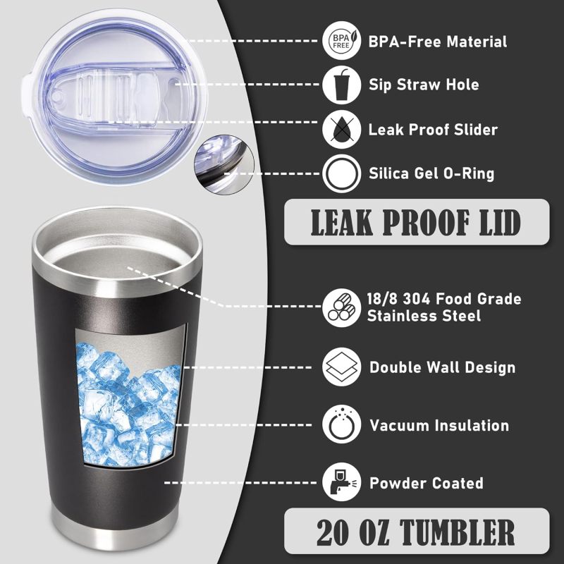 20oz Tumbler Double Wall Stainless Steel Insulated Car Coffee Cups Powder Coated Tumbler Travels Mug with Straw