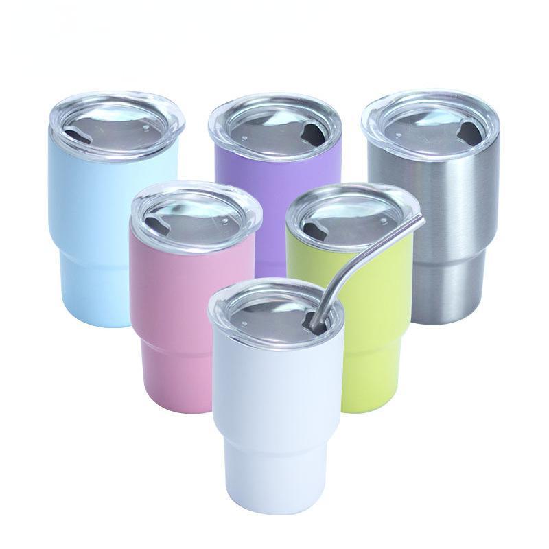 3oz Double Wall Stainless Steel Tumbler Cup with Lid and Straw Mini Shot Glass Regular Cups for Business Gifts