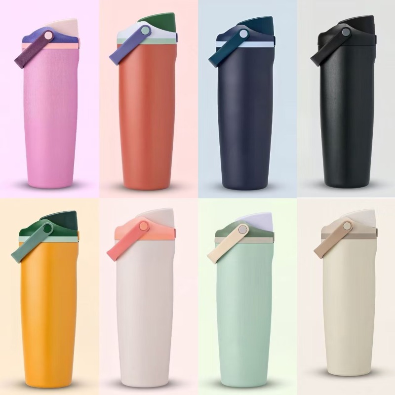 30oz Cup Mug With Logo Custom Design Stainless Steel Vacuum Bottle Insulated Travel Tumblers With Straw and Handle