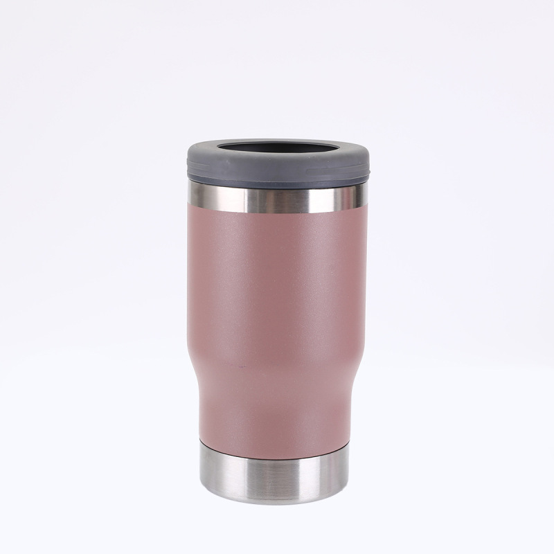 4 in 1 Luxury Insulated Slim Can Cooler 14 Oz Stainless Steel Can & Beer Cozies Double Walled Lighted Portable for Wine & Travel