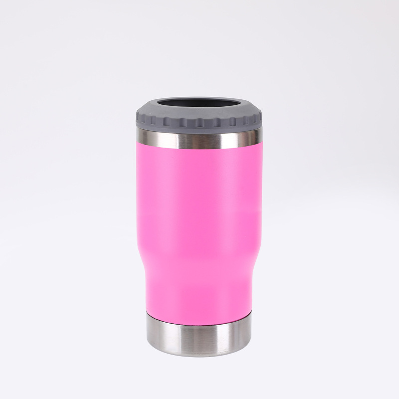 4 in 1 Luxury Insulated Slim Can Cooler 14 Oz Stainless Steel Can & Beer Cozies Double Walled Lighted Portable for Wine & Travel