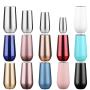 Custom Logo Double Wall Stainless Steel Insulated Flute Metallic Rose Gold Stemless Wine Tumblers with Drinking Insulation