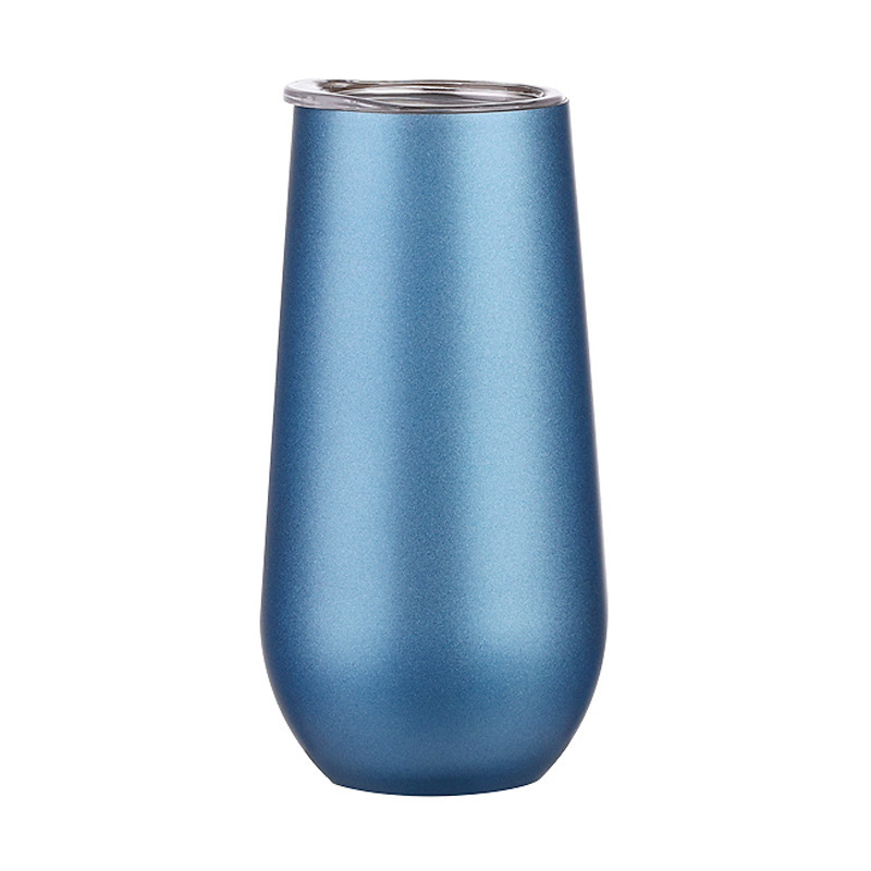 Custom Logo Double Wall Stainless Steel Insulated Flute Metallic Rose Gold Stemless Wine Tumblers with Drinking Insulation