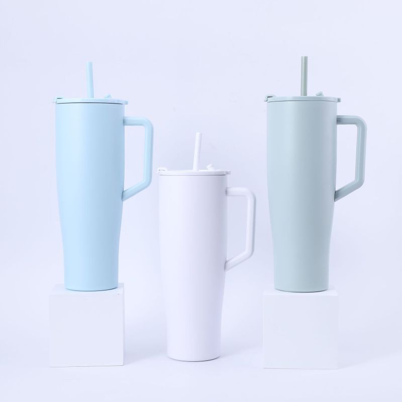 Custom 40oz Stainless Steel Tumbler Handle Straw Vacuum Insulated Travel Mug for Coffee for Business Gifts Personalized Logo