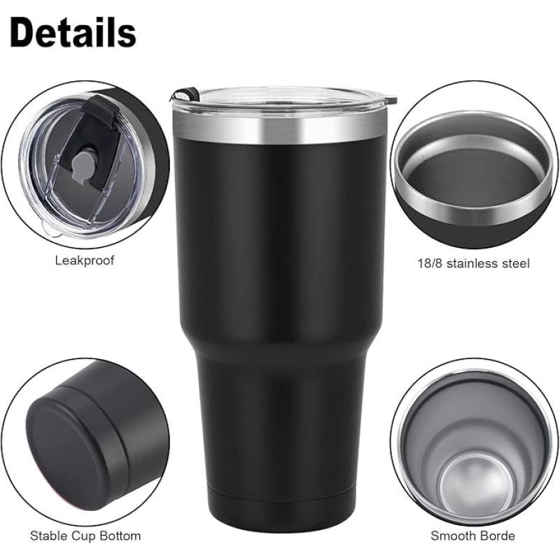 30oz Leak-Proof Stainless Steel Tumbler Powder Coated and Vacuum Insulated Travel Mug for Back to School Customizable Logo
