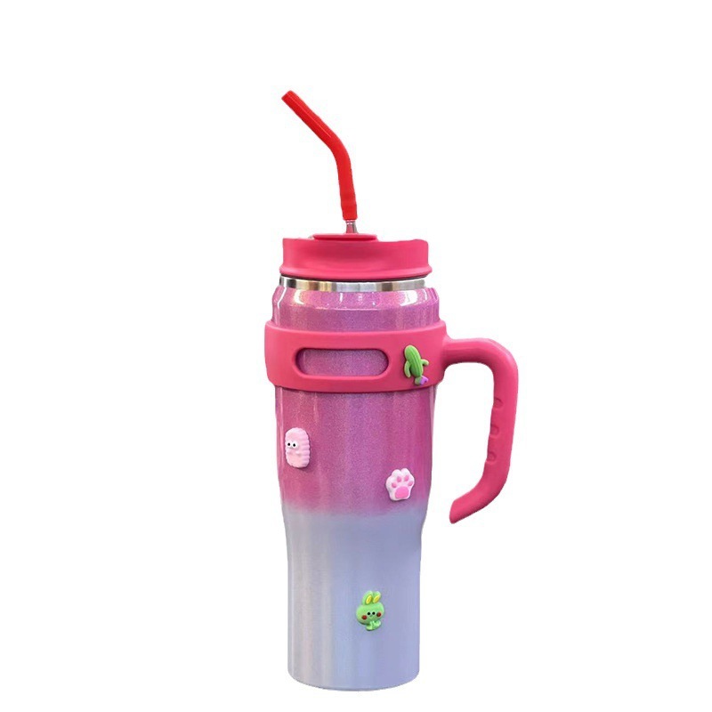 Wholesale 40oz Stainless Steel Travel Tumbler Mug New Bulk Large Capacity Ceramic Cup with Handle and Straw Cleaning Brush