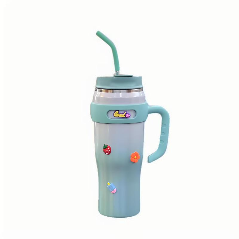 Wholesale 40oz Stainless Steel Travel Tumbler Mug New Bulk Large Capacity Ceramic Cup with Handle and Straw Cleaning Brush