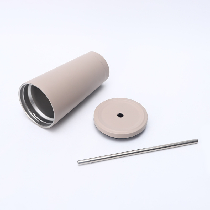 Portable Large Custom Logo Coffee Travel Taper Mug Cup Water Bottle 304 Stainless Steel Tumbler With Straw