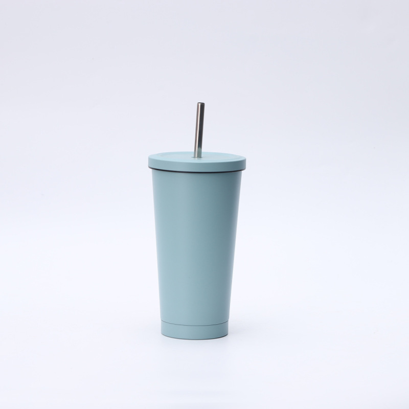 Portable Large Custom Logo Coffee Travel Taper Mug Cup Water Bottle 304 Stainless Steel Tumbler With Straw