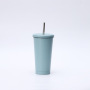 Portable Large Custom Logo Coffee Travel Taper Mug Cup Water Bottle 304 Stainless Steel Tumbler With Straw