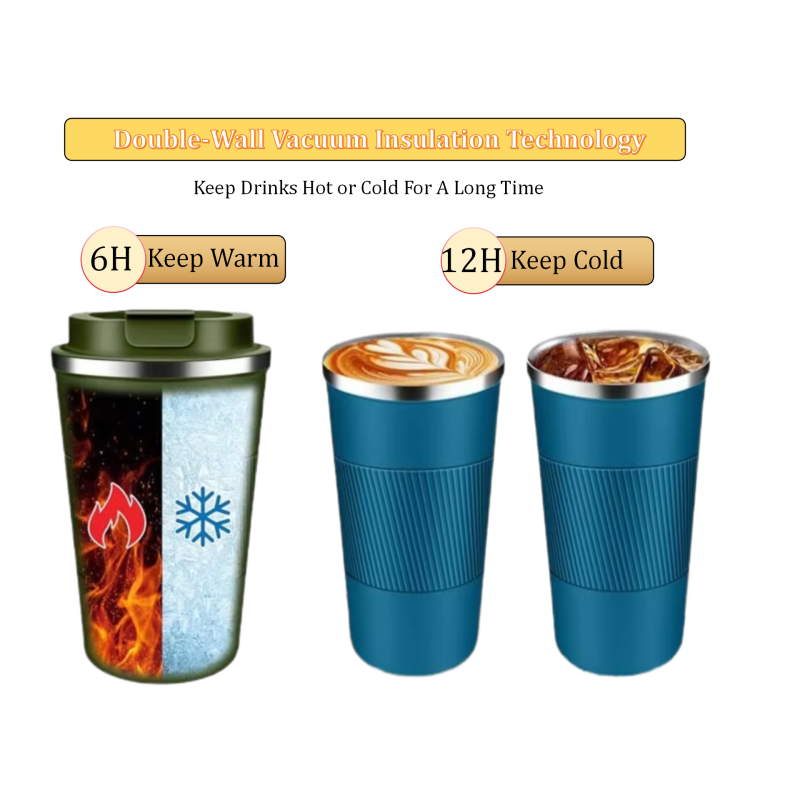 New Design Reusable Stainless Steel Double-wall Vacuum Third Generation Coffee Mug 380ml/510ml Travel With Lids