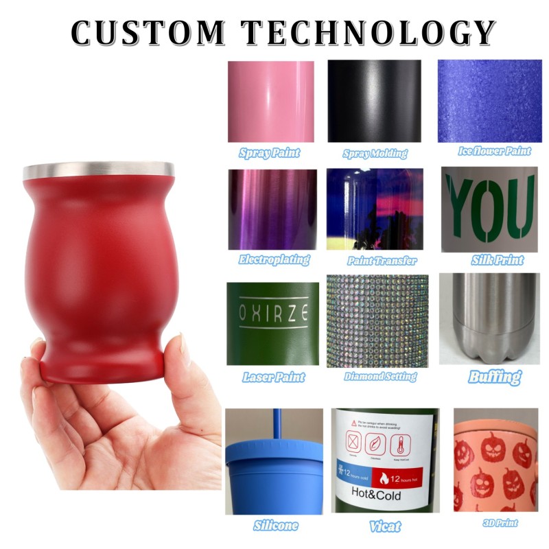 Best Seller 8oz Stainless Steel Classic Tea Cup Bambilla High-End Home Use Coffee Mug Double-Wall Yerba Mate with Straw Spoon