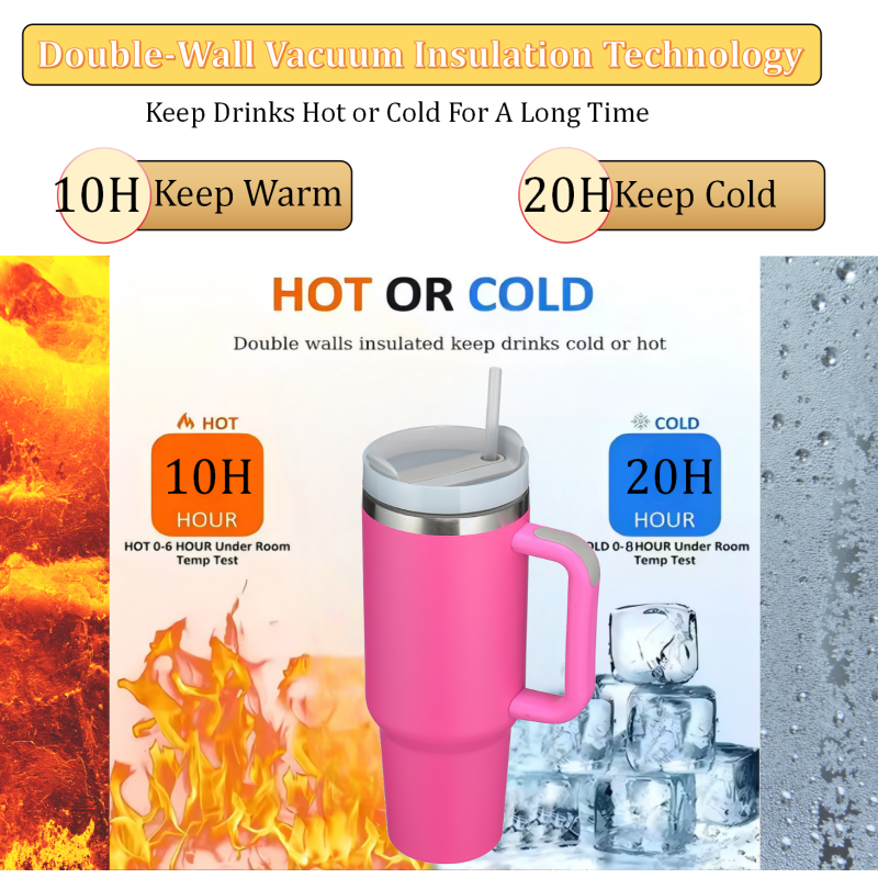 Modern 40oz Stainless Steel Insulated Travel Mug Cup Double Wall Vacuum Reusable Handle for Straw Lid for Work Outdoor