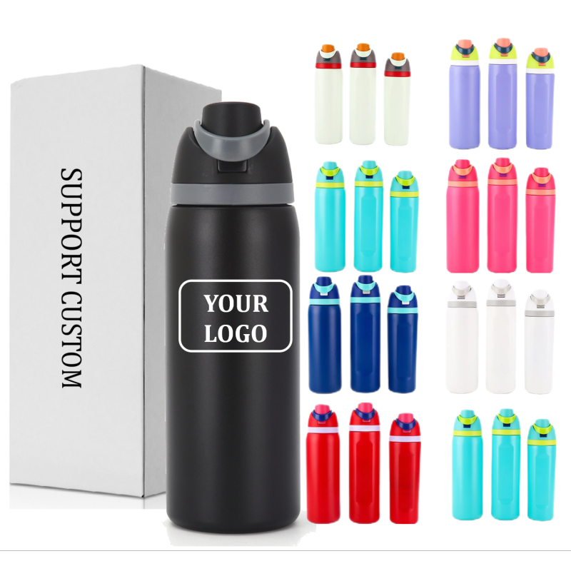 Custom Logo 16oz 19oz 24oz 32oz Double Wall Vacuum Flask BPA-Free Stainless Steel Tumbler for Travel Sport Insulated with Straw