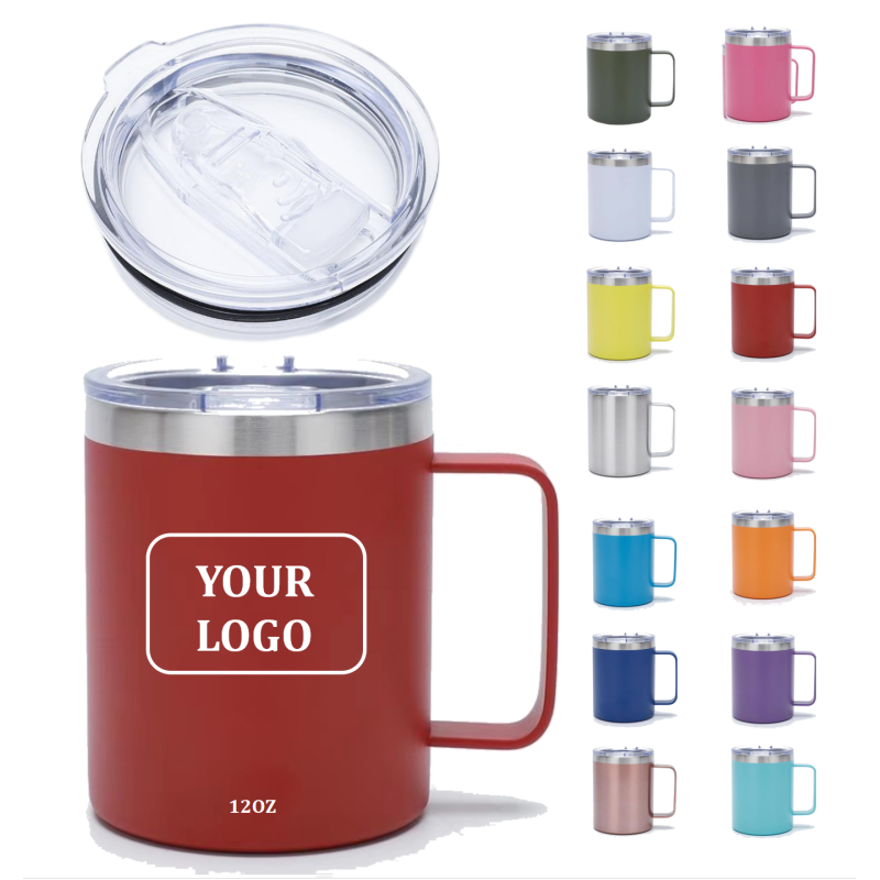 Custom Double Wall Stainless Steel Thermos Insulated Travel Coffee Mug Cup with Handle for Business Gifts Vacuum Tumbler Cup