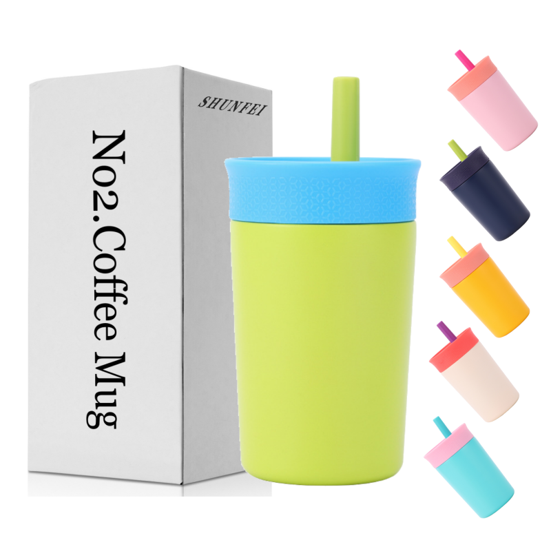 BPA-Free Flexible Silicone Straw for Kids 350ml Insulated Stainless Steel Water Bottle with Spill Resistant for Outdoor Camping