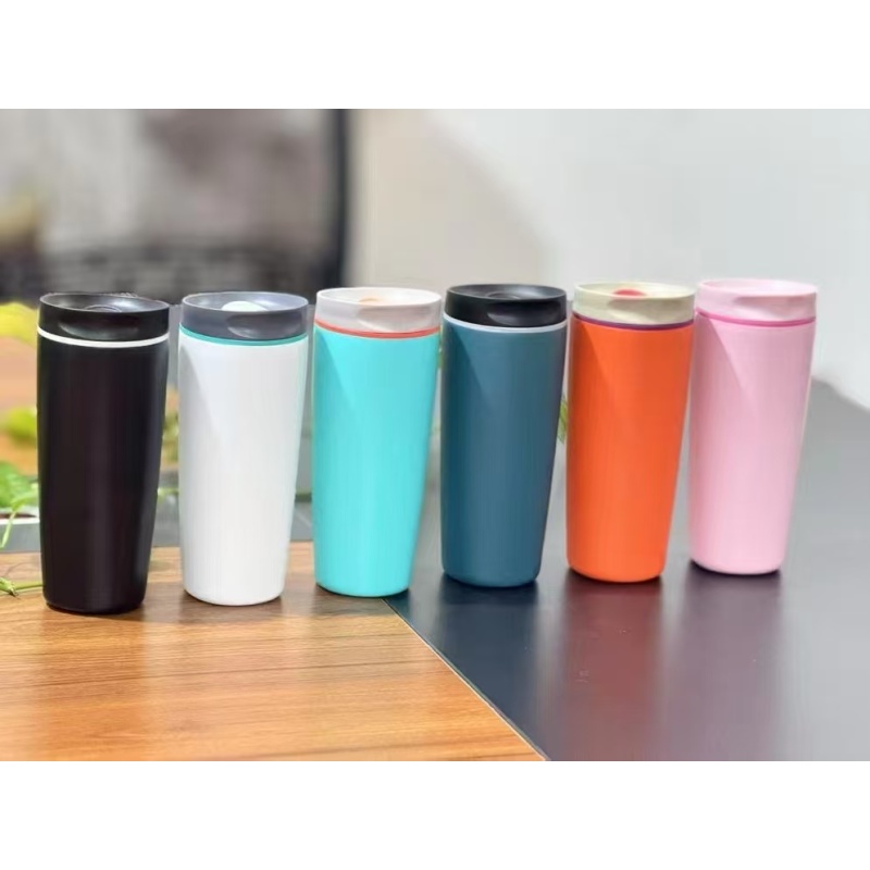 Coffee Tumbler Personalised Stainless Steel Double Wall Insulated Coffee Cups Mug With Button Cap 12oz/22oz Water Bottle