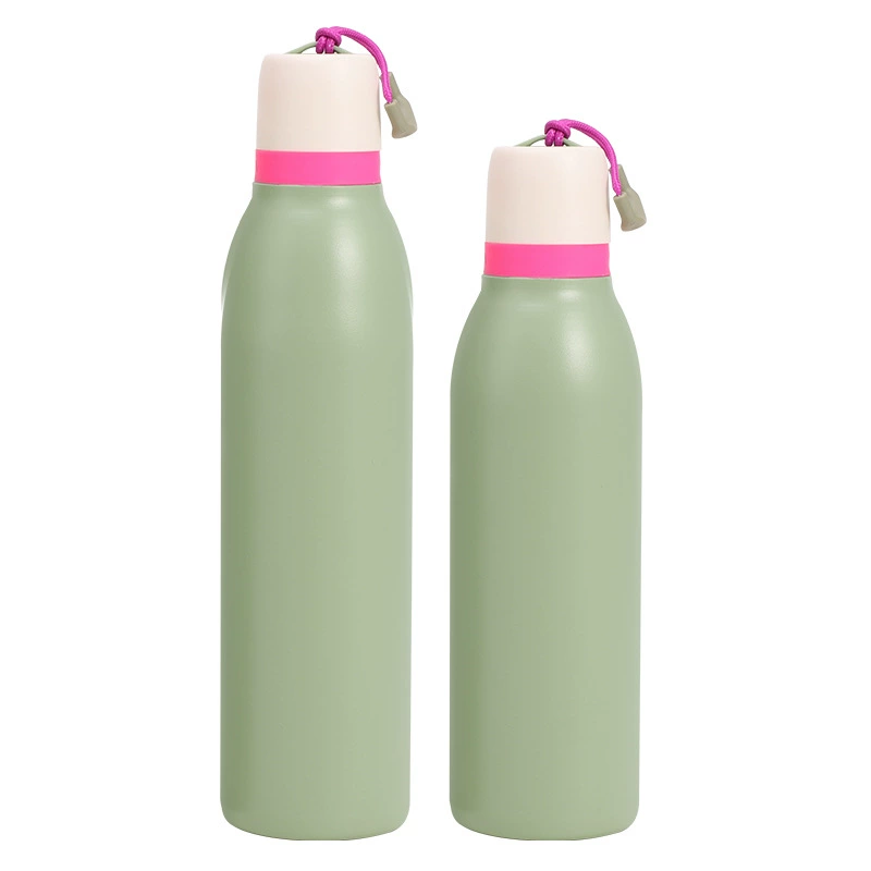 Private Label 550ml/700ml Stainless Steel Vacuum Insulated Water Bottle BPA-Free Free Straw Sip Rope Drinkware for Back School