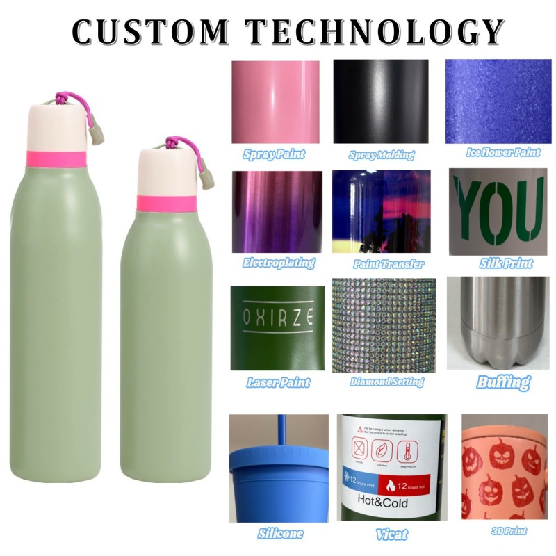Private Label 550ml/700ml Stainless Steel Vacuum Insulated Water Bottle BPA-Free Free Straw Sip Rope Drinkware for Back School