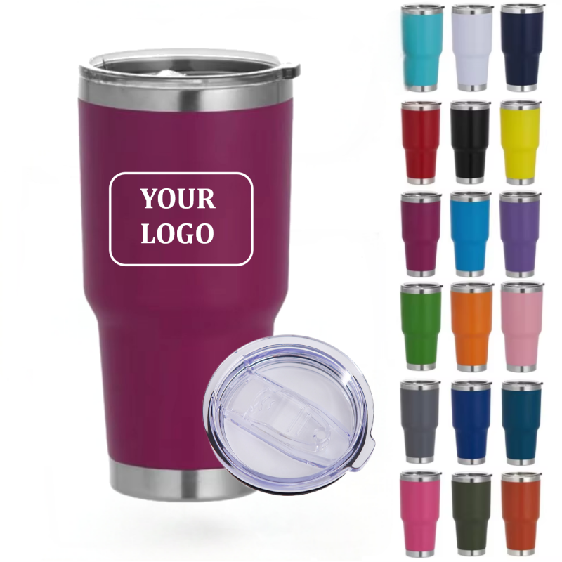 Custom Logo 30 Oz Leak-Proof Powder Coating Car Tumbler 18/8 Stainless Steel Travel Mug for Wine Beer & Coffee for Back School
