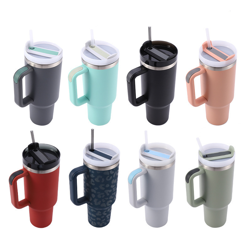Adventure Custom 40oz Stainless Steel Travel Mug with Handle and Straw Sublimation Car Cup for Back to School