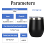Custom 12oz Egg Shape Double Wall Thermal Ceramic Cup Stainless Steel Mug Powder Coated Black Stemless Wine Glass Tumbler