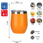 Custom 12oz Egg Shape Double Wall Thermal Ceramic Cup Stainless Steel Mug Powder Coated Black Stemless Wine Glass Tumbler