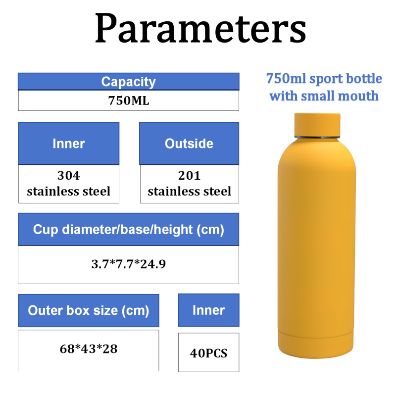 Tumbler 750ml Gym Sports Metal Bottles Sublimation Stainless Steel Vacuum Flasks Thermos Drinking Water Bottle Customized Logo
