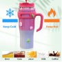 Hot Sale  Premium 40oz Tumbler with Straw Stainless Steel Coffee Cup With Rainbow Paint  Insulated Tumbler with Handle