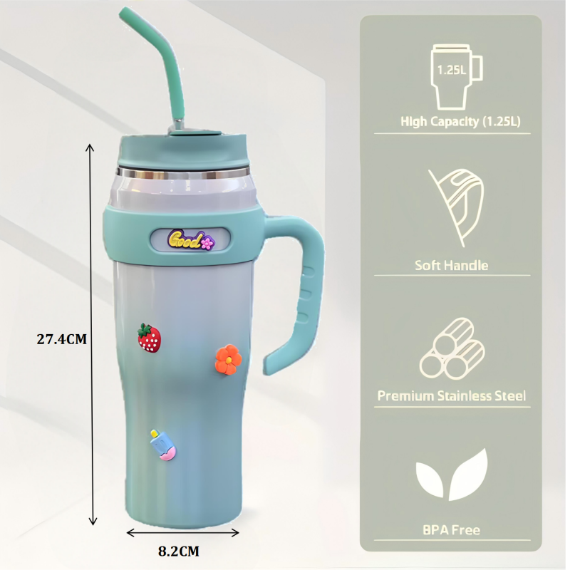 Hot Sale  Premium 40oz Tumbler with Straw Stainless Steel Coffee Cup With Rainbow Paint  Insulated Tumbler with Handle