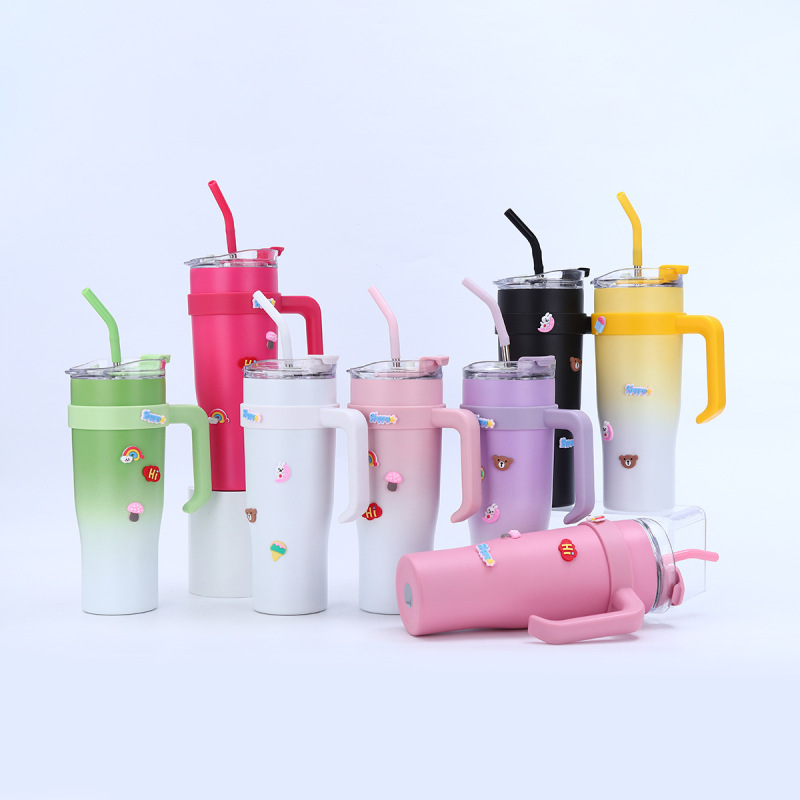 40 OZ Thermal Stainless Steel Travel Mug Double Wall Vacuum Insulated 40oz Tumblers with Lids and Straw Handle