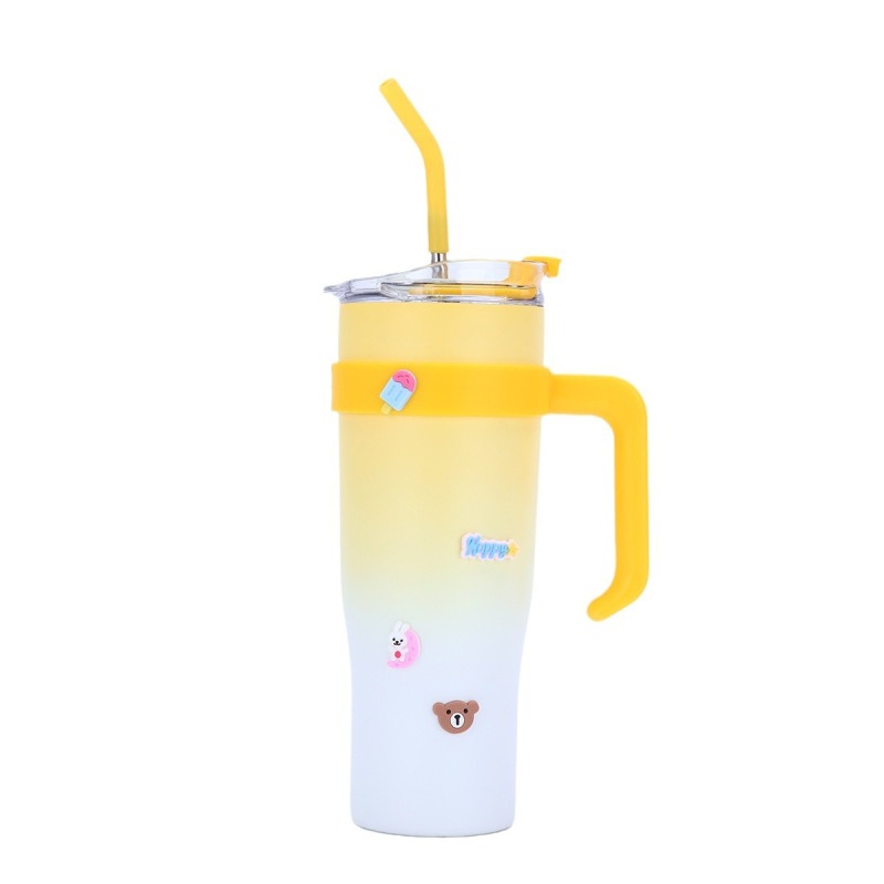 40 OZ Thermal Stainless Steel Travel Mug Double Wall Vacuum Insulated 40oz Tumblers with Lids and Straw Handle