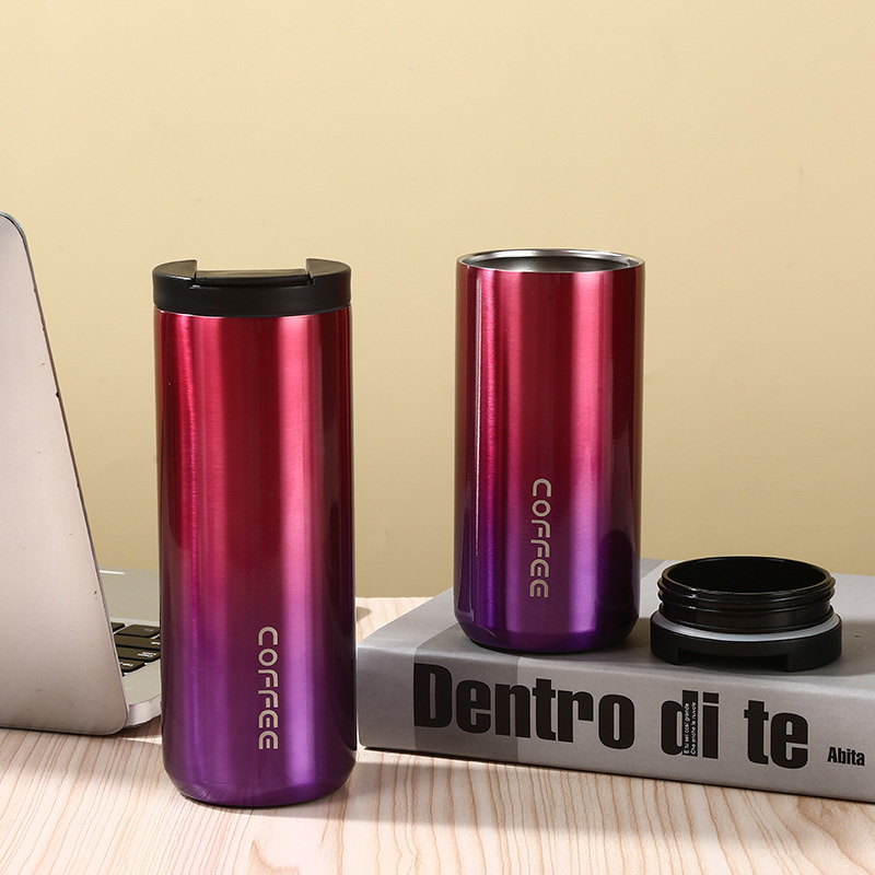 Personalized Custom Logo 400ml 500ml Insulated Stainless Steel Travel Cup Thermal Coffee Mug With Press Lid