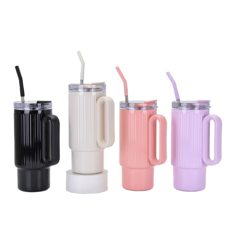 New Design Travel Tumblers Reusable Stainless Steel Water Bottle Cups 40oz Insulated Tumbler With Handle and Straw