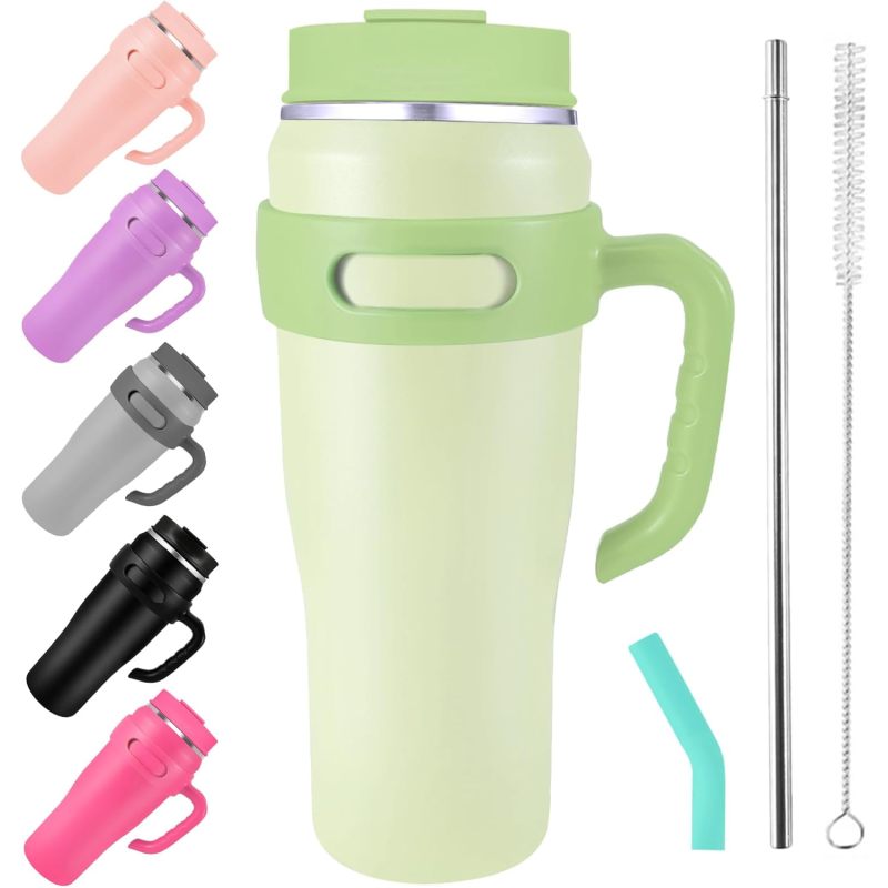 Colorful 40oz Thermal Mug with Lid and Straw Double-Walled Stainless Steel Vacuum Leak-Proof Drinking Cup