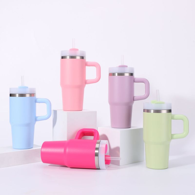 Custom Logo Sublimation Blank 14oz Double-Walled Stainless Steel Insulated Coffee Mug Cup Handle for Children's Camping