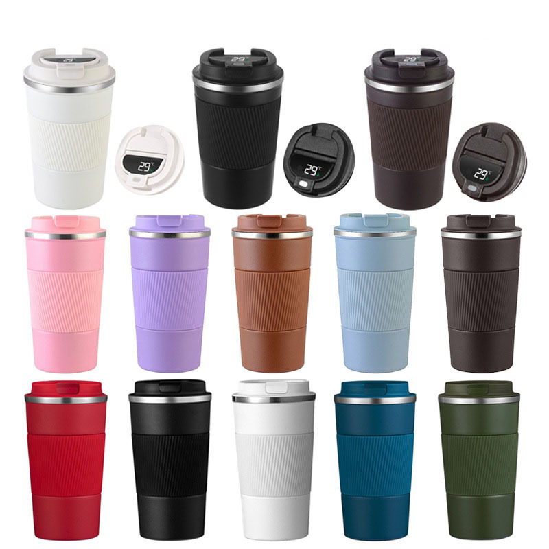Popular Style 13oz 17oz Stainless Steel Coffee Cup Spill Proof Thermos Travel Mug with LED Temperature Display Lid