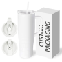 Private Label 40 oz Stainless Steel Insulated Travel Mug 40oz Tumbler with 2-in-1 Straw Swig Lid Hot Cold Coffee Business Gifts