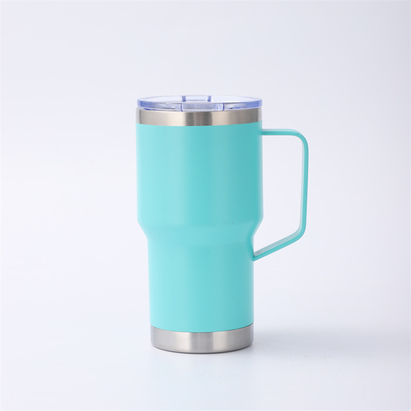 Borge 30oz Reusable Powder Coated Double Wall Stainless Steel Insulated Travel Mug With Sliding Lid