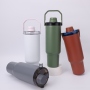 Stylish Car Cup Large Capacity 1200ml Vacuum Flask 6-12 Hours Thermal Insulation Dual-handle Foldable Stainless Steel