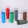 Stylish Car Cup Large Capacity 1200ml Vacuum Flask 6-12 Hours Thermal Insulation Dual-handle Foldable Stainless Steel