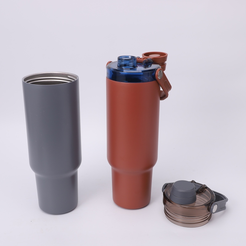 Stylish Car Cup Large Capacity 1200ml Vacuum Flask 6-12 Hours Thermal Insulation Dual-handle Foldable Stainless Steel