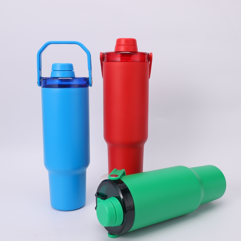 Stylish Car Cup Large Capacity 1200ml Vacuum Flask 6-12 Hours Thermal Insulation Dual-handle Foldable Stainless Steel