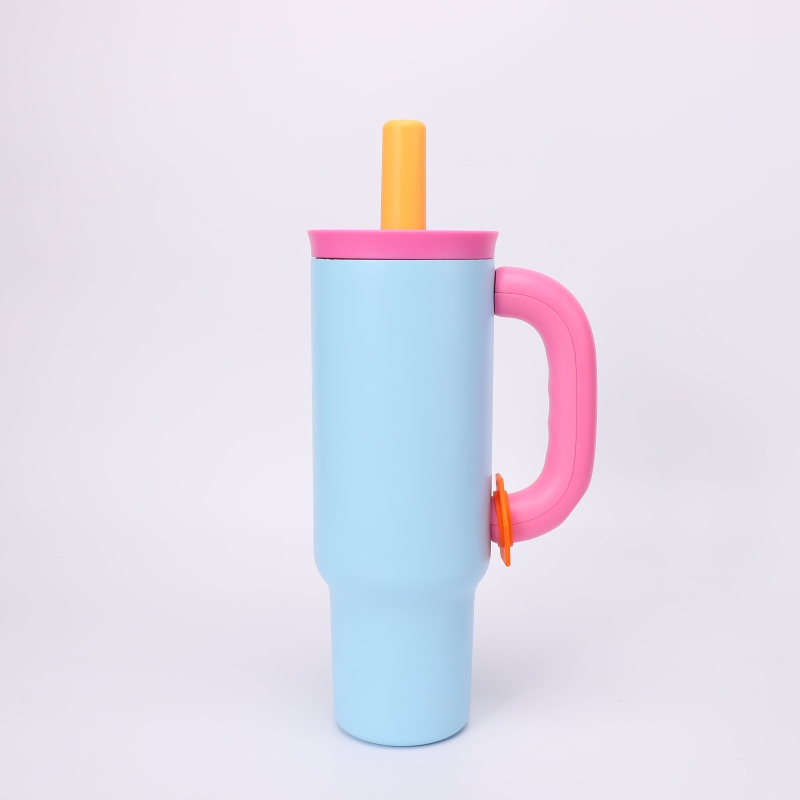 New Design 40oz Stainless Steel Vacuum Insulated Traveling Tumblers With Handle and Straw American Style for Camping