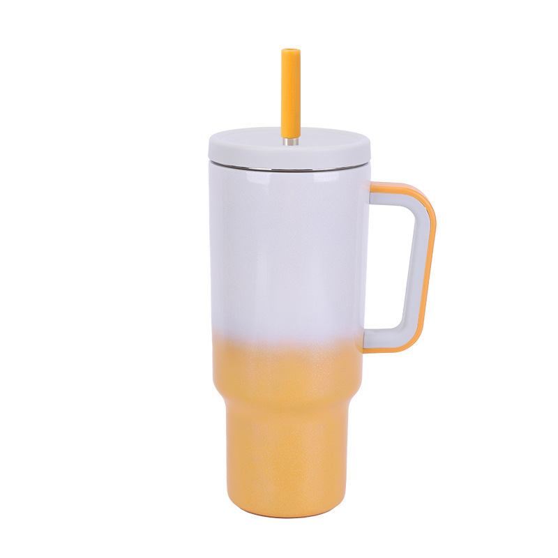 Reayou 40oz Double Wall Stainless Steel Travel Tumbler Custom Logo Rainbow Gradient Paint Wholesale with Handle