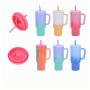 Reayou 40oz Double Wall Stainless Steel Travel Tumbler Custom Logo Rainbow Gradient Paint Wholesale with Handle