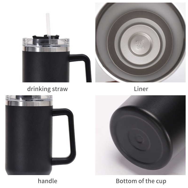 40oz Double Wall Vacuum Insulated Stainless Steel Tumbler with Handle Leak-Proof for Coffee Business & Camping Gift Idea