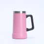 Custom Powder Coated Double Wall Stainless Steel Insulated Beer Tumbler with Handle Premium Mug