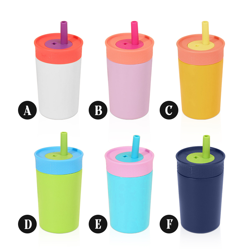 Custom logo Double Wall Vacuum Coffee Mug Stainless Steel Insulated 12oz Kids Tumbler with Straw